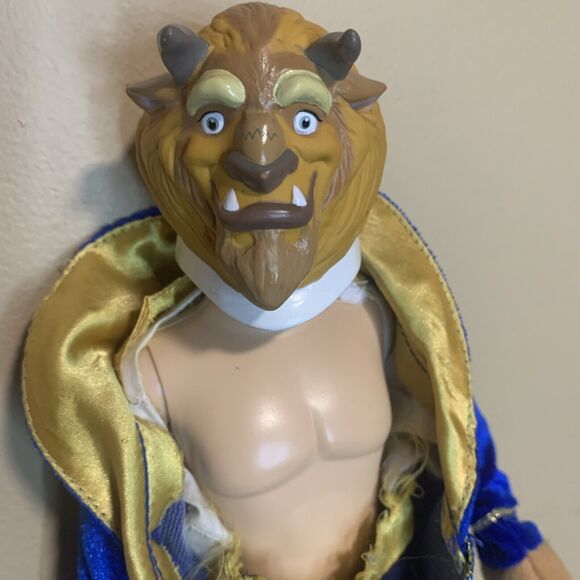 Disney Store Beauty And The Beast Adam 12 INCH Doll w plastic head mask coat - Picture 2 of 10
